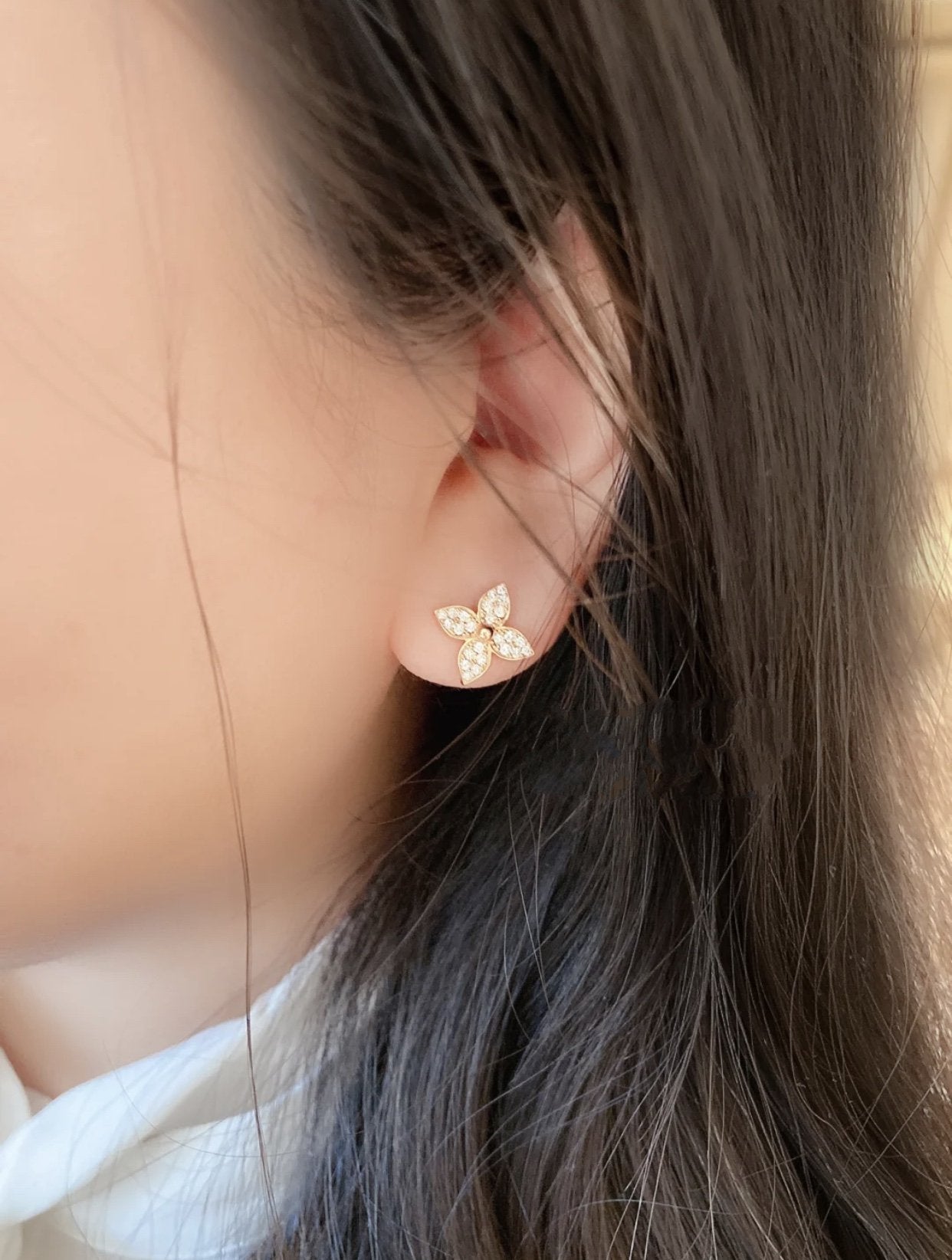 ¡®Star¡¯STAR BLOSSOM STUD EARRINGS PINK GOLD DIAMONDS