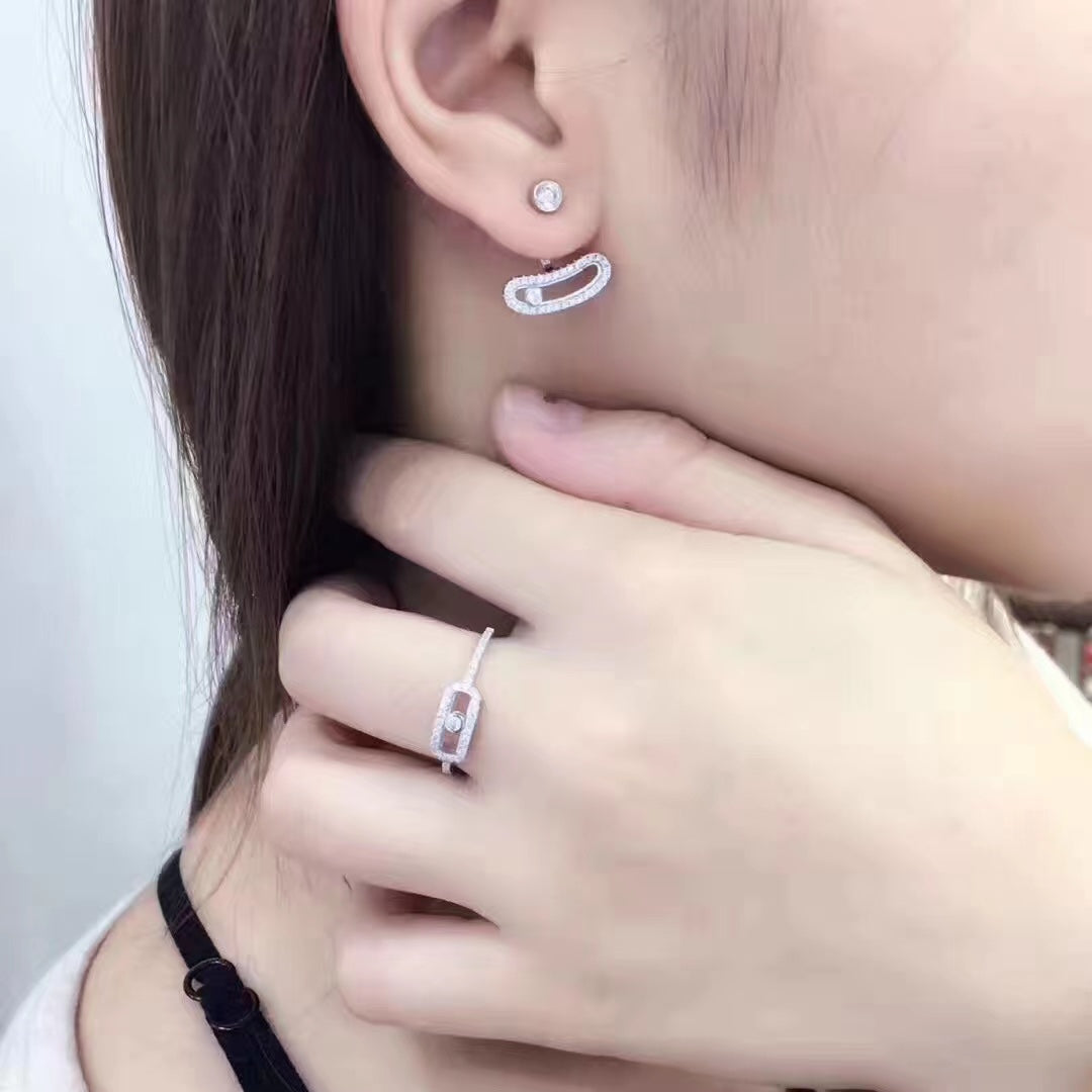 [moco jewelrys ]MOVE UNO SILVER DIAMOND EARRINGS