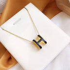 ¡®Star¡¯HM CLIC BLACK ENAMEL GOLD NECKLACE
