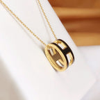 ¡®Star¡¯HM CLIC BLACK ENAMEL GOLD NECKLACE