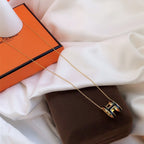 ¡®Star¡¯HM CLIC BLACK ENAMEL GOLD NECKLACE
