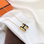 ¡®Star¡¯HM CLIC BLACK ENAMEL GOLD NECKLACE