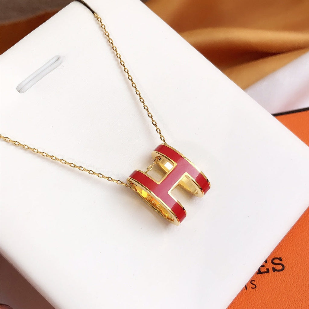 ¡®Star¡¯HM CLIC RED ENAMEL GOLD NECKLACE