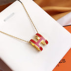 ¡®Star¡¯HM CLIC RED ENAMEL GOLD NECKLACE