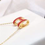 ¡®Star¡¯HM CLIC RED ENAMEL GOLD NECKLACE