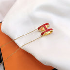 ¡®Star¡¯HM CLIC RED ENAMEL GOLD NECKLACE