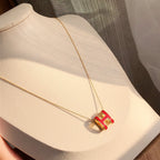 ¡®Star¡¯HM CLIC RED ENAMEL GOLD NECKLACE