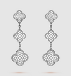 ¡®Star¡¯CLOVER 3 MOTIF DIAMOND SILVER DROP EARRINGS