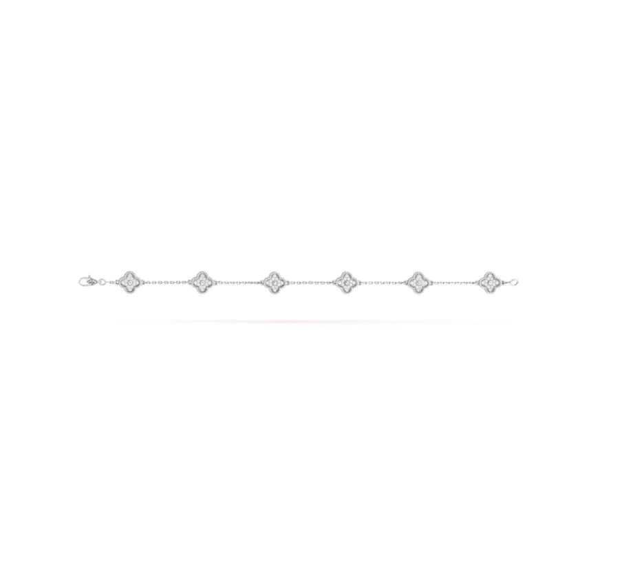 ¡®Star¡¯CLOVER 6 MOTIF SILVER DIAMOND BRACELET