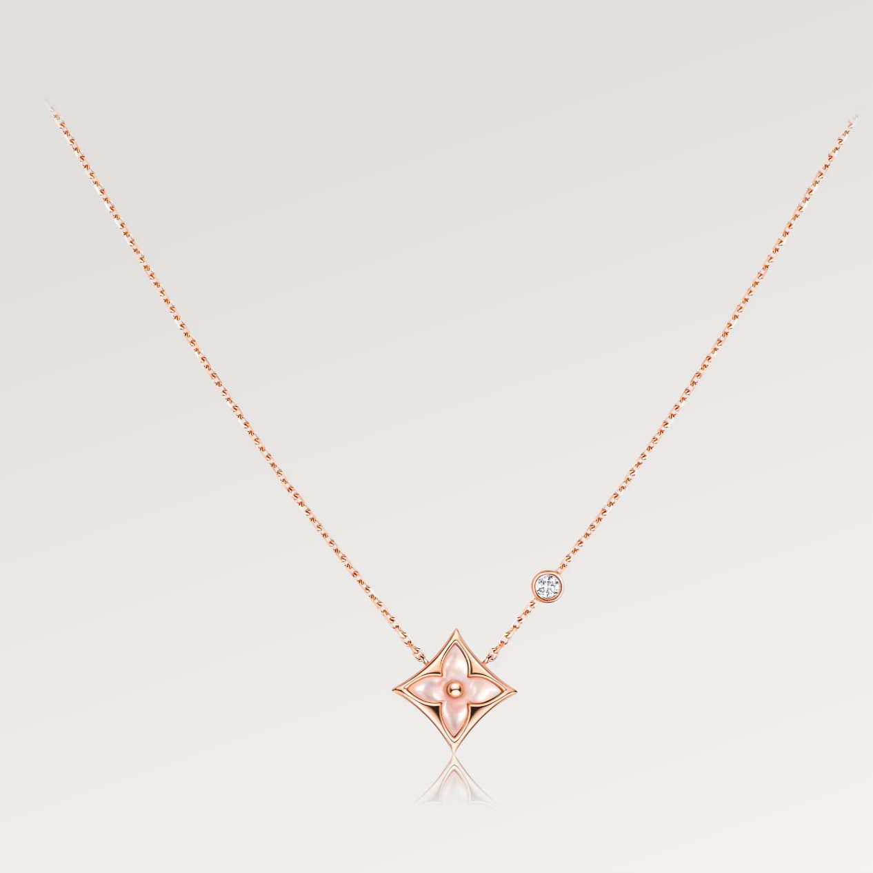 ¡®Star¡¯STAR PINK MOP 1 DIAMOND PINK GOLD NECKLACE