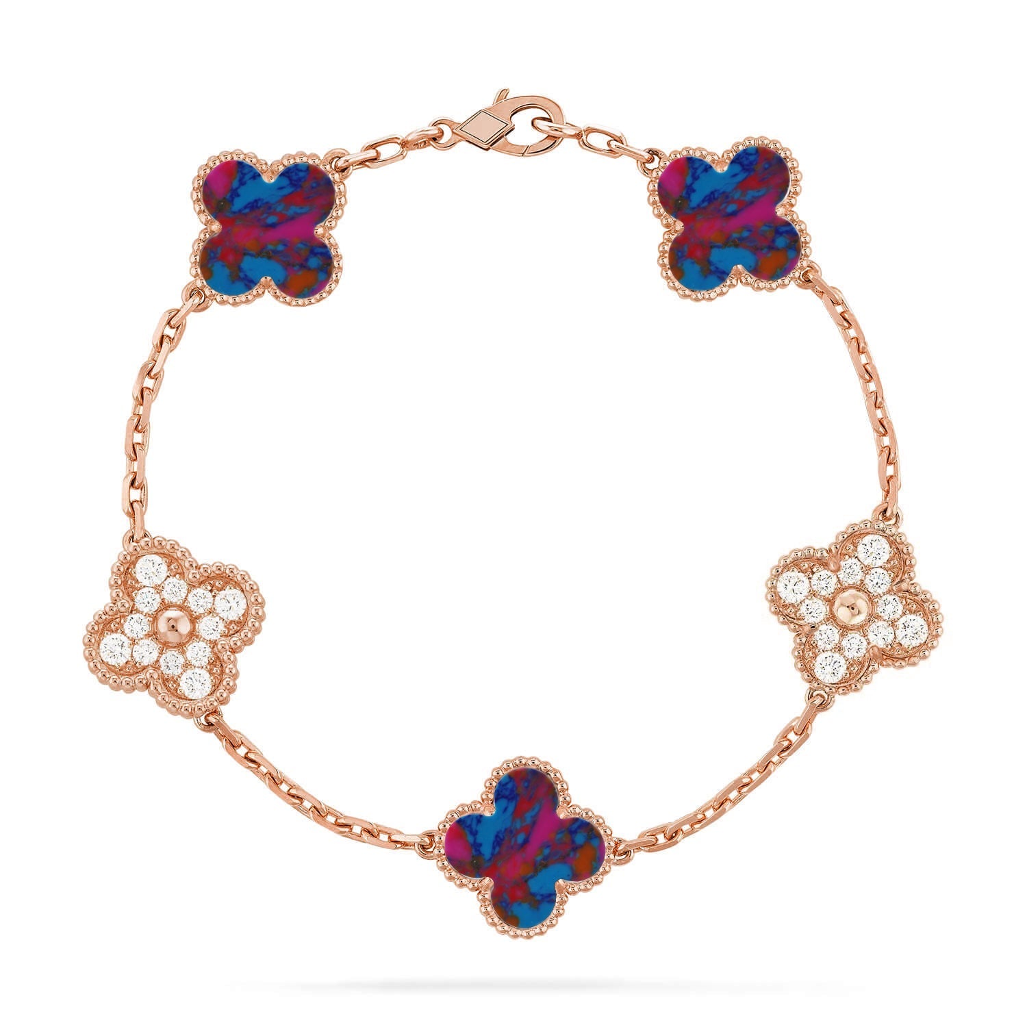 [Star]New CLOVER 5 MOTIF COLOR GEMSTONES BRACELET COLLECTION