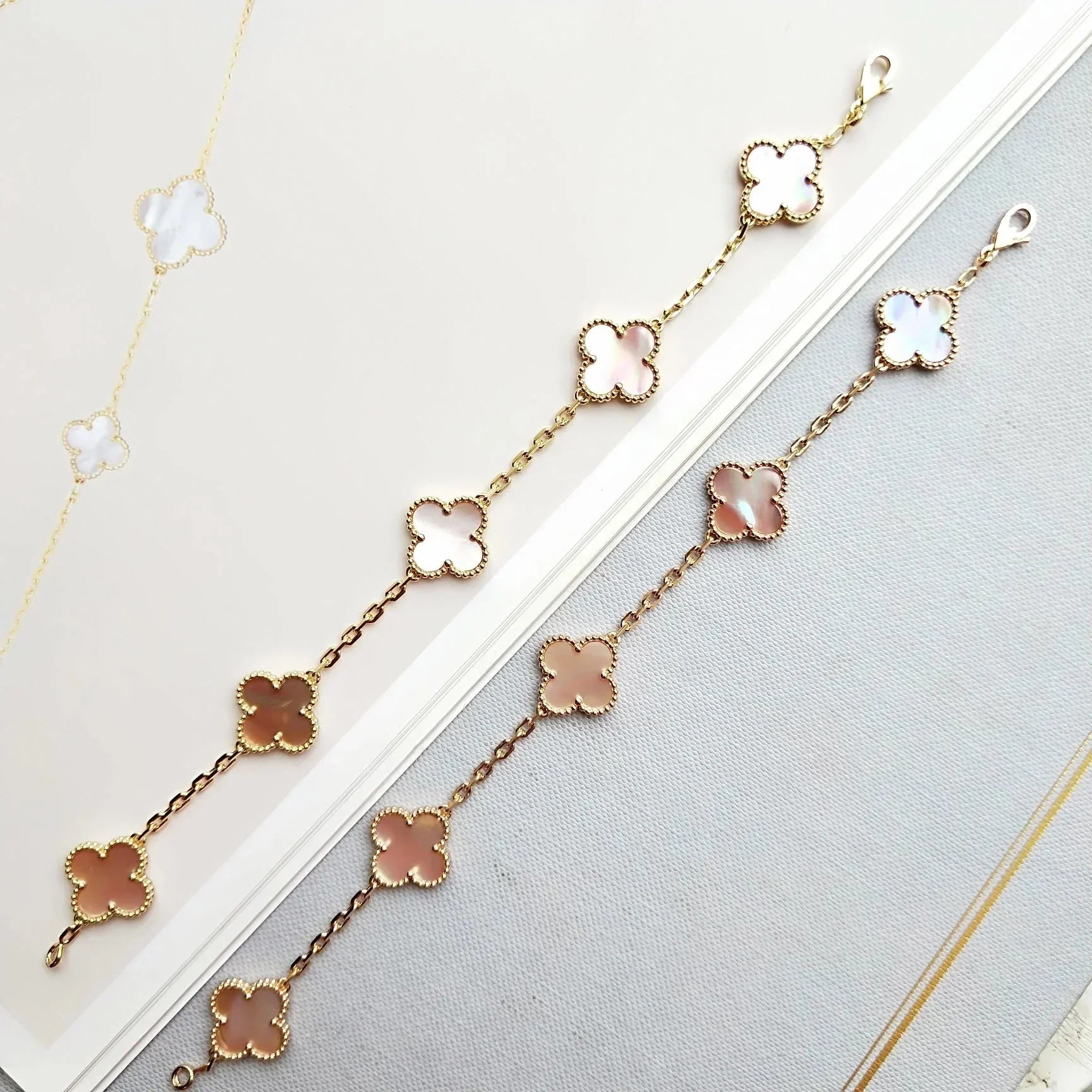 [Star]New  CLOVER 5 MOTIFS  PINK MOP BRACELET COLLECTION
