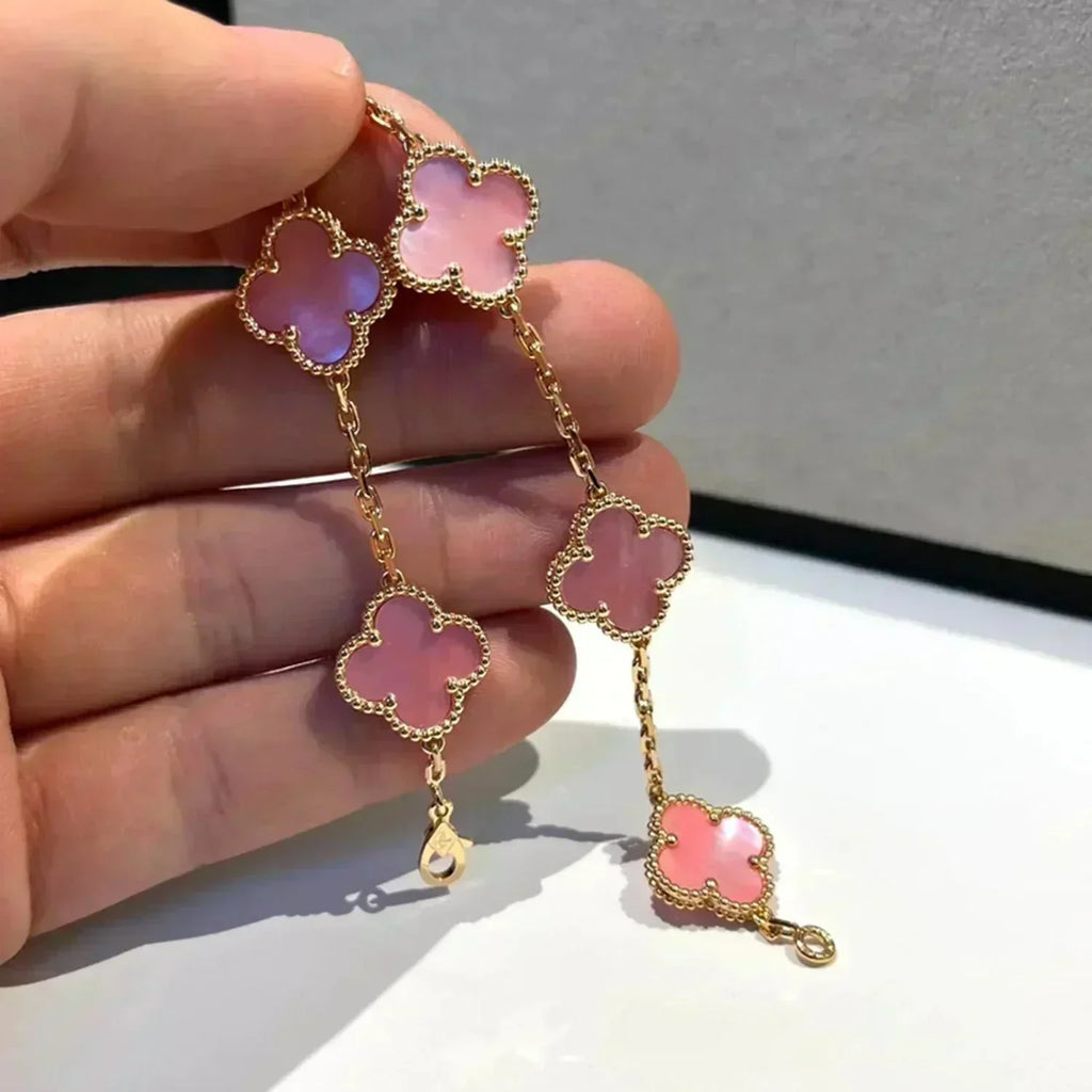 [Star]New  CLOVER 5 MOTIFS  PINK MOP BRACELET COLLECTION