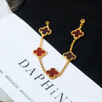 [Star]New  CLOVER 5 MOTIF RED CORNELIAN BRACELET COLLECTION