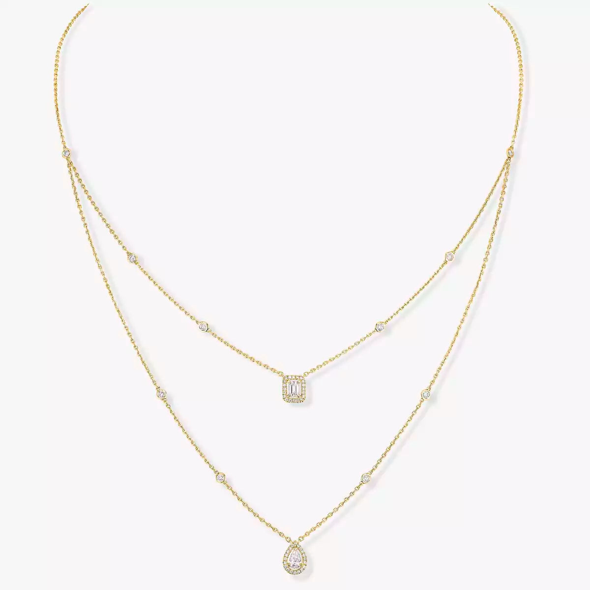 [moco jewelrys ]Diamond Necklace My Twin 2 Rows