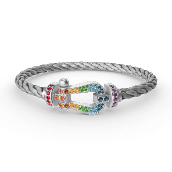 ¡®Star¡¯FORC LARGE HORSESHOE  COLORED DIAMOND BRACELET SILVER