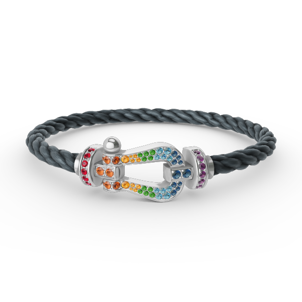 ¡®Star¡¯FORC LARGE HORSESHOE  COLORED DIAMOND BRACELET SILVER