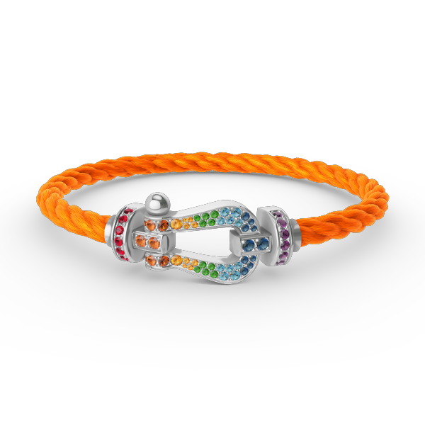 ¡®Star¡¯FORC LARGE HORSESHOE  COLORED DIAMOND BRACELET SILVER