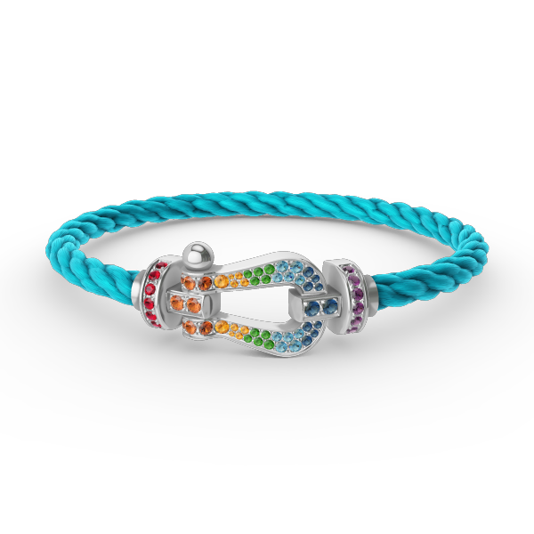 ¡®Star¡¯FORC LARGE HORSESHOE  COLORED DIAMOND BRACELET SILVER