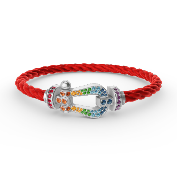 ¡®Star¡¯FORC LARGE HORSESHOE  COLORED DIAMOND BRACELET SILVER