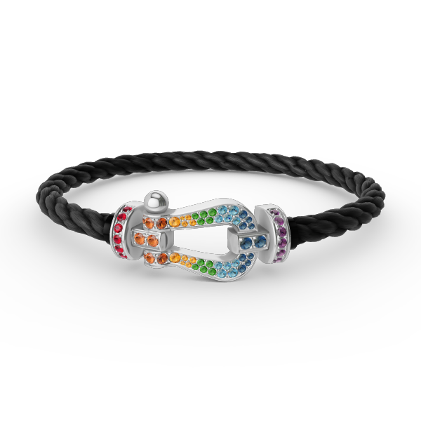 ¡®Star¡¯FORC LARGE HORSESHOE  COLORED DIAMOND BRACELET SILVER