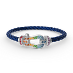 ¡®Star¡¯FORC LARGE HORSESHOE  COLORED DIAMOND BRACELET SILVER