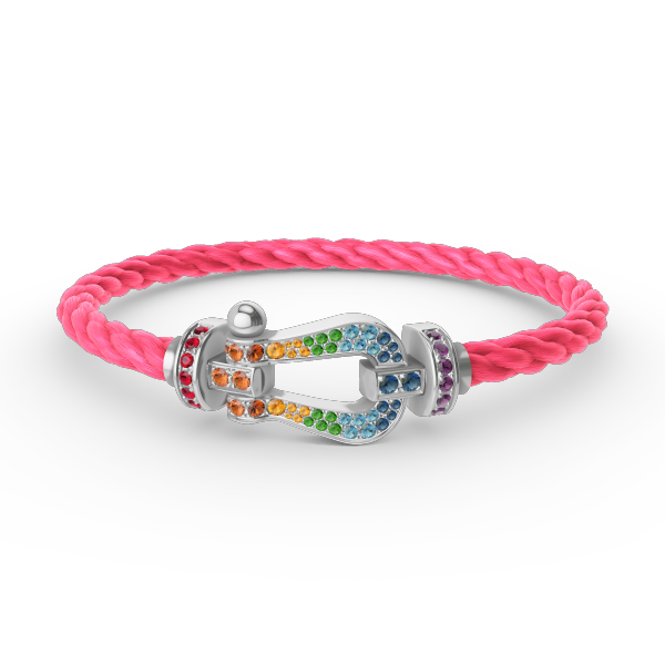 ¡®Star¡¯FORC LARGE HORSESHOE  COLORED DIAMOND BRACELET SILVER