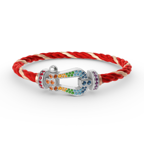 ¡®Star¡¯FORC LARGE HORSESHOE  COLORED DIAMOND BRACELET SILVER