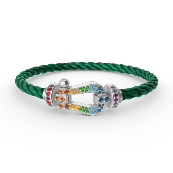 ¡®Star¡¯FORC LARGE HORSESHOE  COLORED DIAMOND BRACELET SILVER
