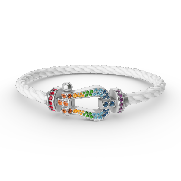 ¡®Star¡¯FORC LARGE HORSESHOE  COLORED DIAMOND BRACELET SILVER