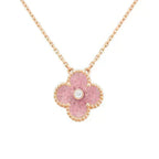 ¡®Star¡¯CLOVER 15MM DIAMOND RHODONITE NECKLACE