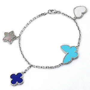 ¡®Star¡¯LUCKY SPRING SILVER BRACELET 4 MOTIF