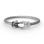 ¡®Star¡¯FORCE LARGE HORSESHOE BLACK WHITE DIAMOND BRACELET SILVER