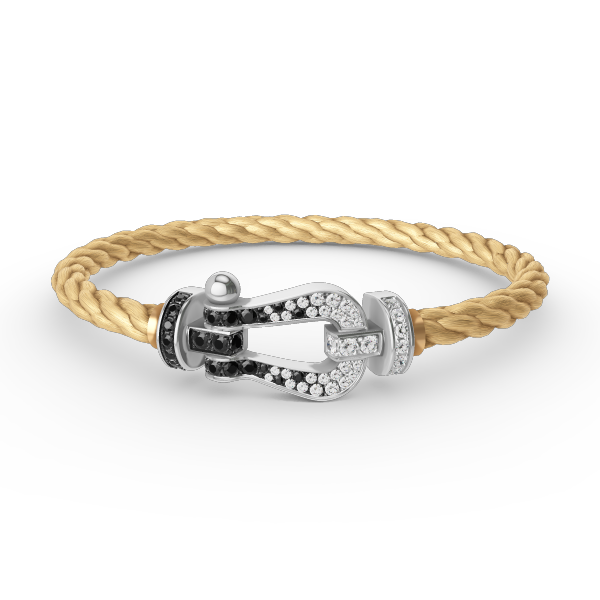 ¡®Star¡¯FORCE LARGE HORSESHOE BLACK WHITE DIAMOND BRACELET SILVER