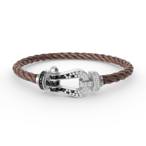 ¡®Star¡¯FORCE LARGE HORSESHOE BLACK WHITE DIAMOND BRACELET SILVER