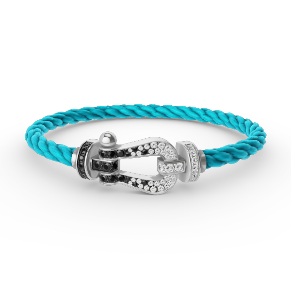 ¡®Star¡¯FORCE LARGE HORSESHOE BLACK WHITE DIAMOND BRACELET SILVER