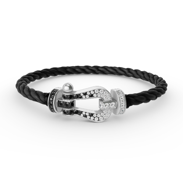 ¡®Star¡¯FORCE LARGE HORSESHOE BLACK WHITE DIAMOND BRACELET SILVER