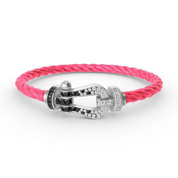 ¡®Star¡¯FORCE LARGE HORSESHOE BLACK WHITE DIAMOND BRACELET SILVER