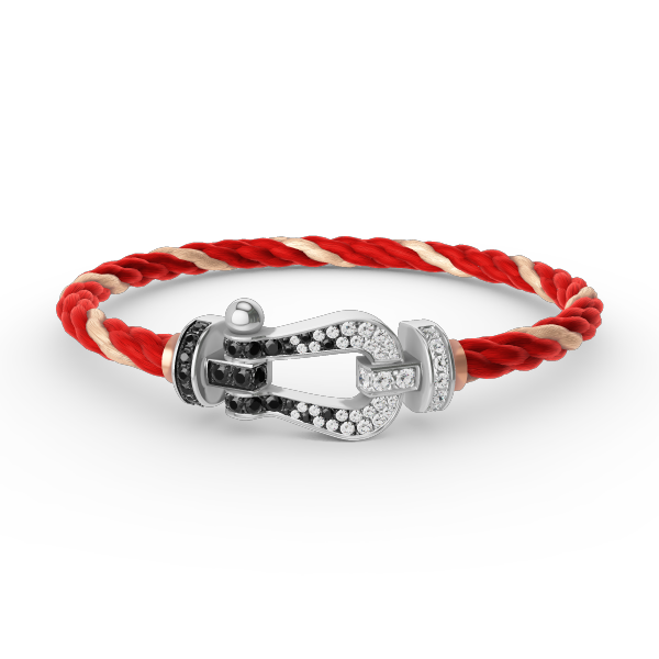 ¡®Star¡¯FORCE LARGE HORSESHOE BLACK WHITE DIAMOND BRACELET SILVER