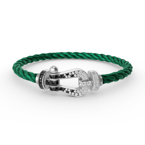 ¡®Star¡¯FORCE LARGE HORSESHOE BLACK WHITE DIAMOND BRACELET SILVER