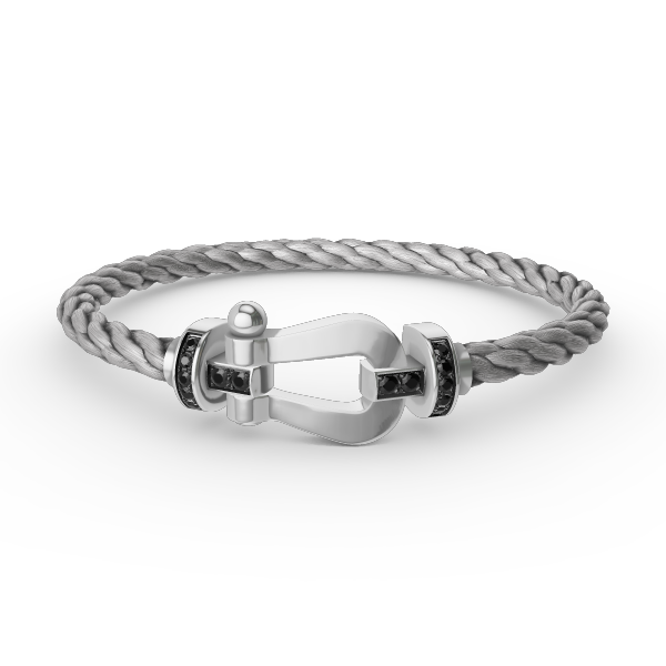 ¡®Star¡¯FORCE LARGE HORSESHOE BLACK DIAMOND BRACELET SILVER
