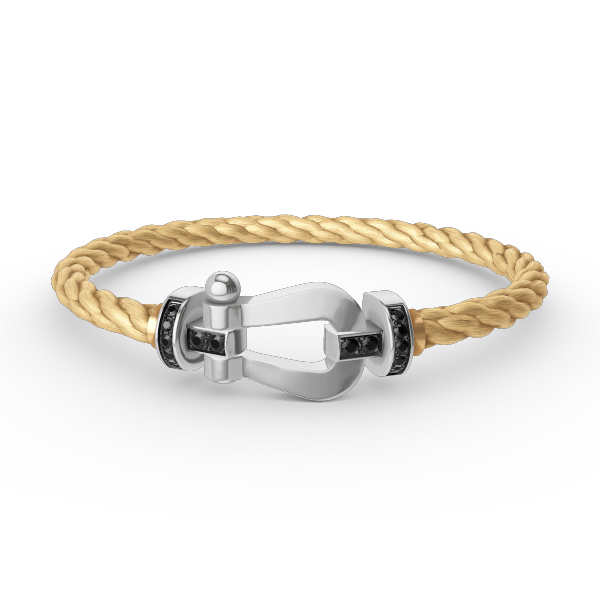 ¡®Star¡¯FORCE LARGE HORSESHOE BLACK DIAMOND BRACELET SILVER