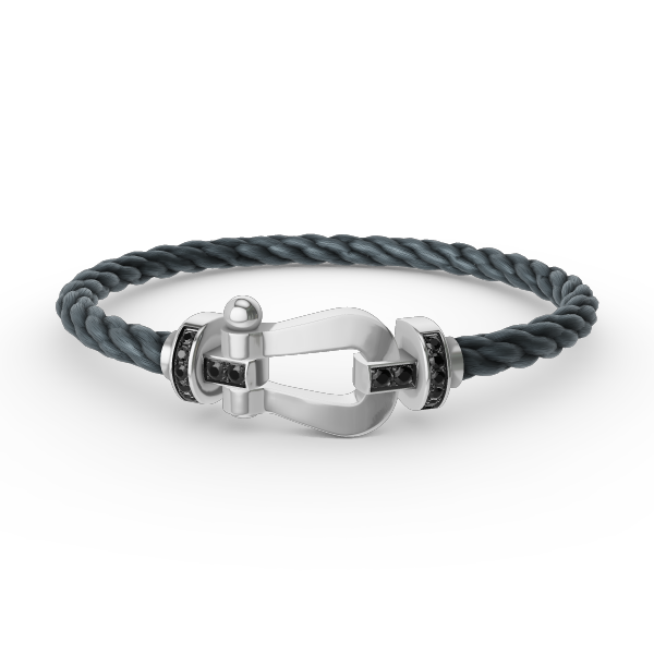 ¡®Star¡¯FORCE LARGE HORSESHOE BLACK DIAMOND BRACELET SILVER