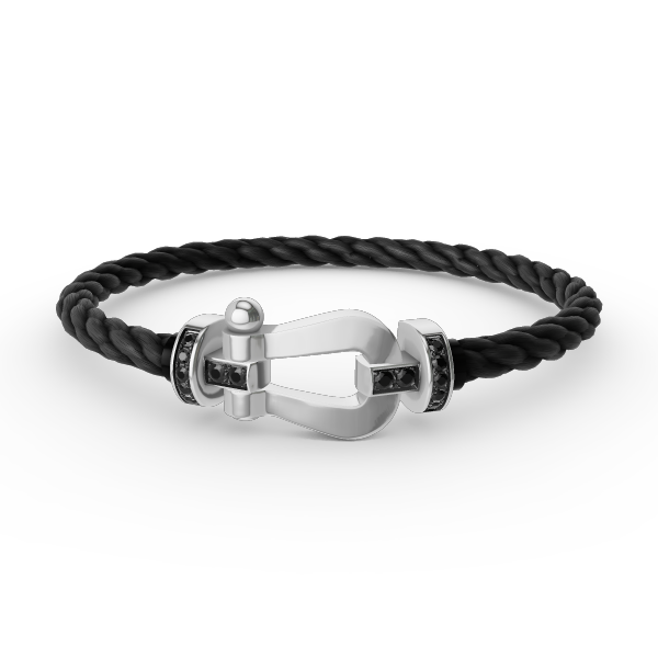 ¡®Star¡¯FORCE LARGE HORSESHOE BLACK DIAMOND BRACELET SILVER