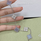 [Star]New  CLOVER 5 MOTIF PURPLE CHALCEDONY BRACELET COLLECTION