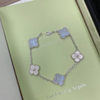 [Star]New  CLOVER 5 MOTIF PURPLE CHALCEDONY BRACELET COLLECTION