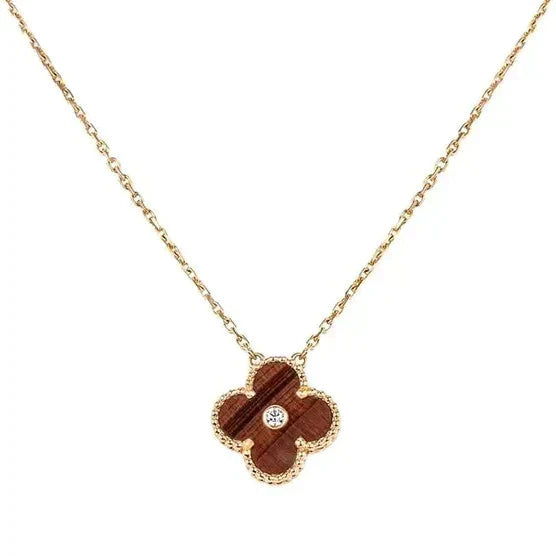 ¡®Star¡¯CLOVER 15MM DIAMOND AND YELLOW TIGER'S EYE AGATE necklace