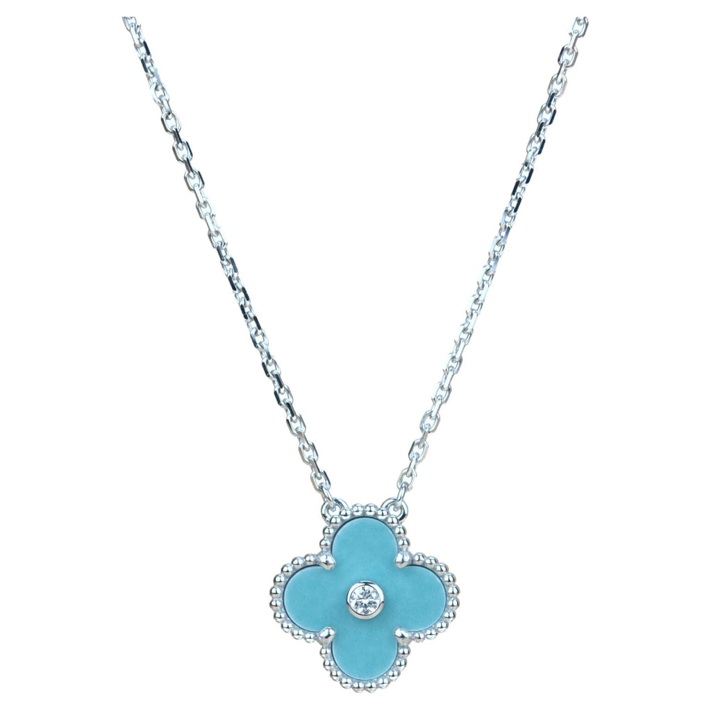 ¡®Star¡¯CLOVER 15MM DIAMOND SVRES PORCELAIN  NECKLACE SILVER