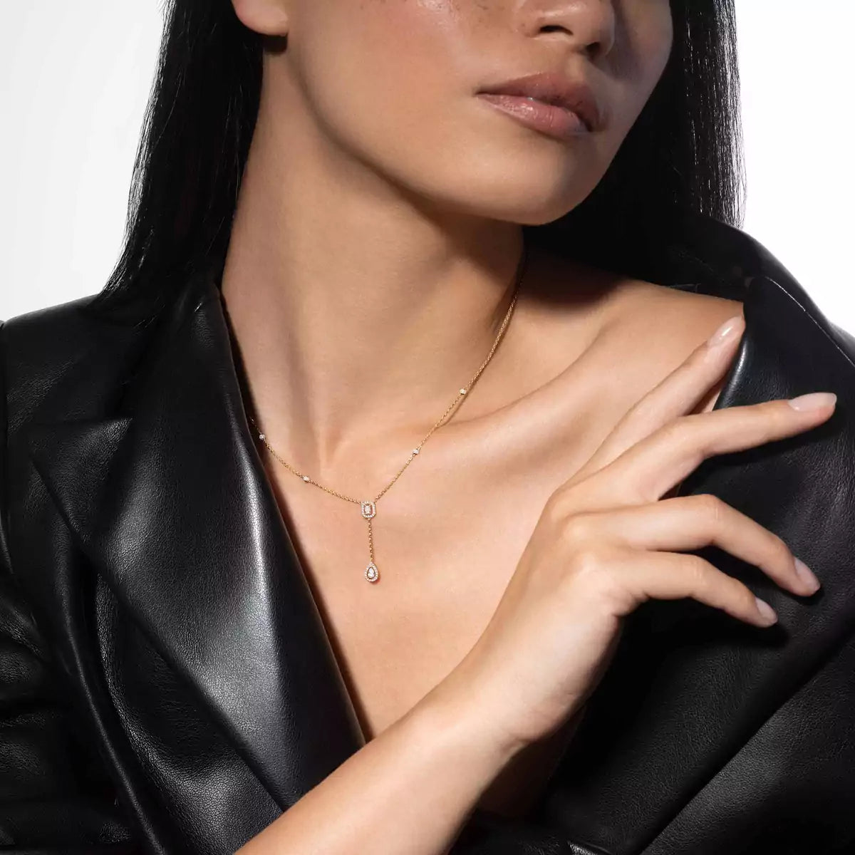 [moco jewelrys ]Gold Diamond Tie Necklace