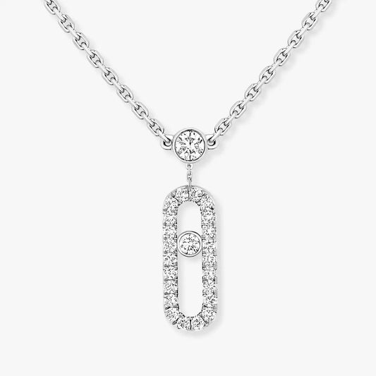 [moco jewelrys ]2 Rows Rose Gold Diamond Pave_ Necklace Move Uno